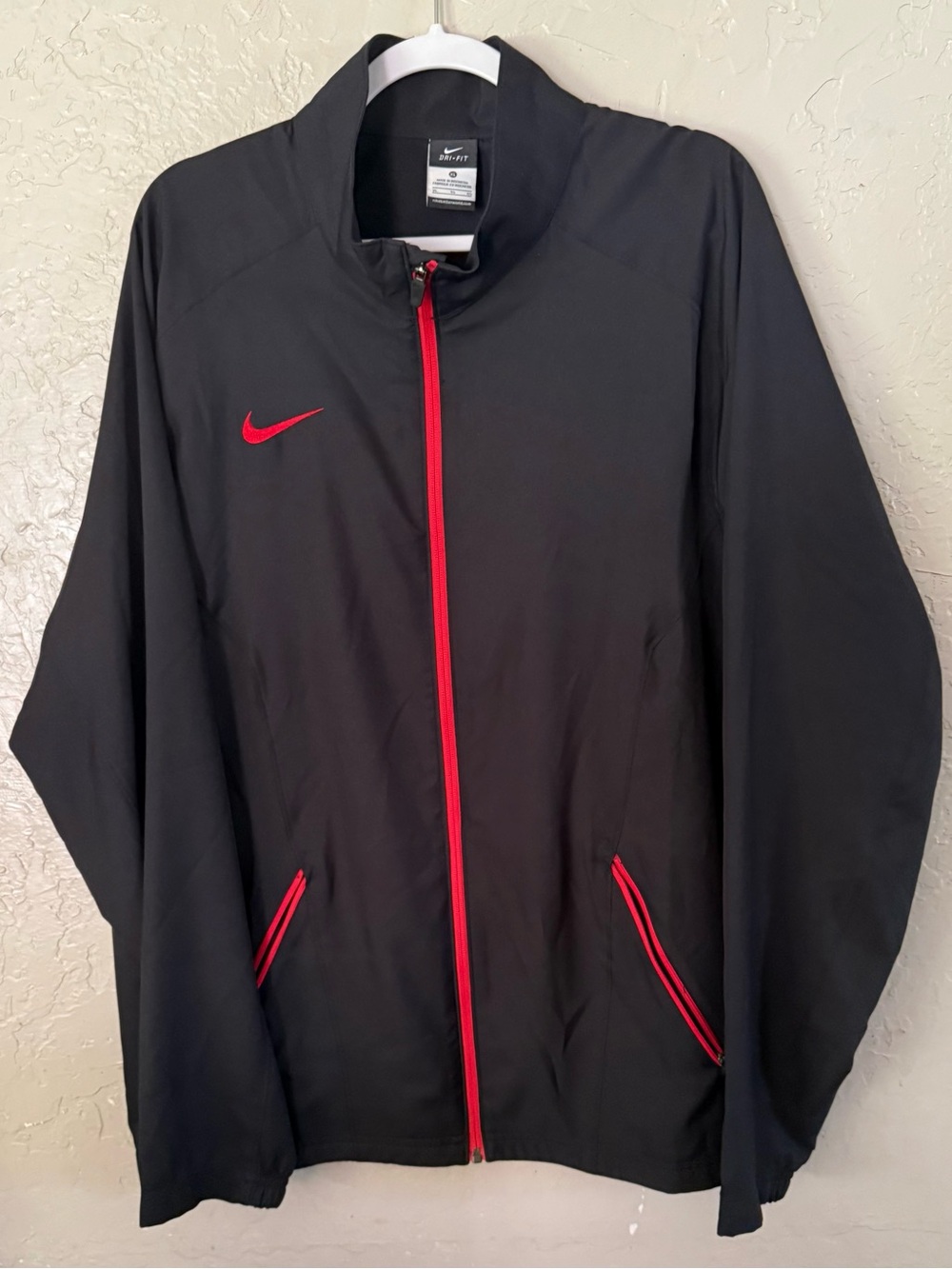 Nike Mens Dri-Fit Team Disruption Full Zip Jacket Black Red Size XL